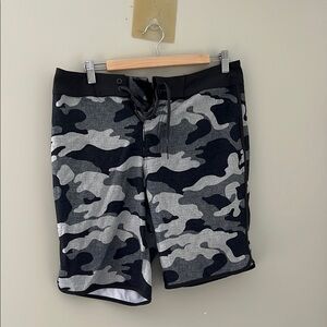 Old Navy Black and Gray Board Shorts Camouflage Swimwear